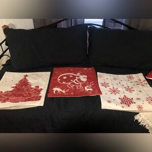 Festive Red and White Holiday Cushion Covers set of 3 18x18